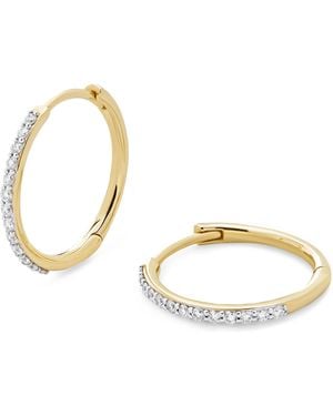 Monica Vinader And Diamond Hoop Earrings - Metallic
