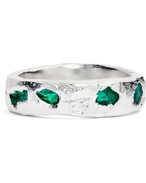 The Ouze Sterling And Emerald Ring - Green