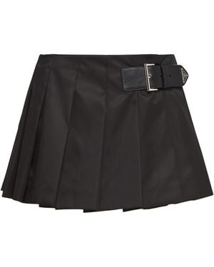 Prada Pleated Gabardine Miniskirt - Black