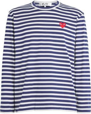 COMME DES GARÇONS PLAY Heart Logo Striped T-Shirt - Blue