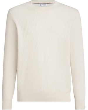 Brunello Cucinelli Cotton Ribbed Jumper - White