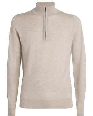 John Smedley Extra Fine Merino Wool Half-Zip Tapton Sweater - Grey