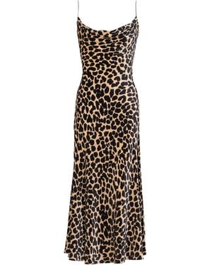 Balmain Velvet Leopard Print Midi Dress - Natural