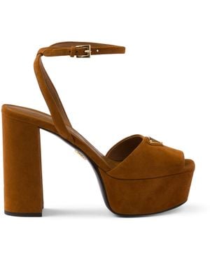 Prada Suede Platform Sandals 115 - Brown