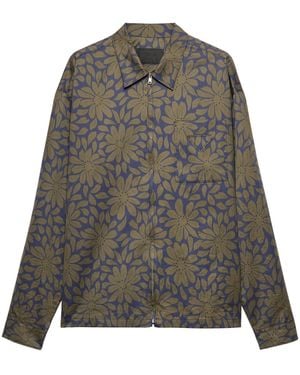 Prada Cotton-Silk Zip-Up Shirt - Grey