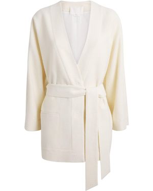 Nomadissem Wool-Silk-Linen-Blend Tan Jacket - White