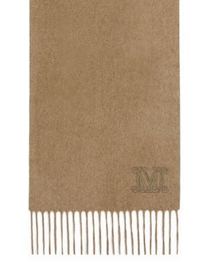 Max Mara Cashmere Monogram Scarf - Natural