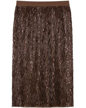 Marina Rinaldi Embellished Midi Skirt - Brown