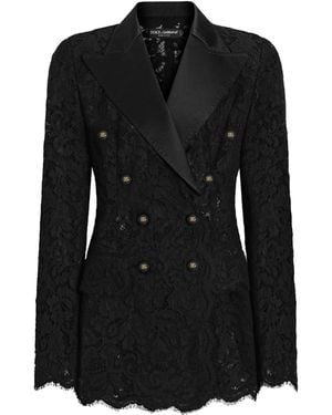 Dolce & Gabbana Floral Lace Blazer - Black