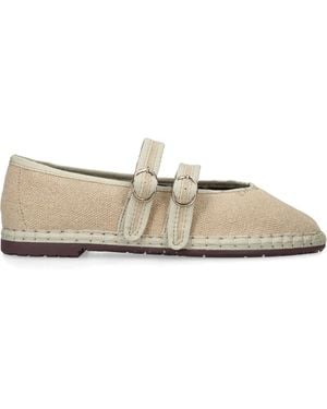 Flabelus Linen-Blend Claire Mary Janes - Natural