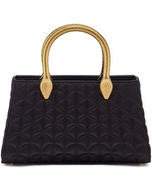 BVLGARI Satin Serpentine Duo Top-Handle Bag - Black