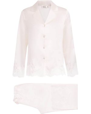 Manitu Silk Lace-Trim Luella Pajama Set - White