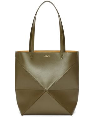 Loewe Luxury Medium Puzzle Fold Tote In Shiny Calfskin - Multicolour