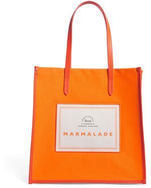 Harrods Cotton Marmalade Condiments Shopper Bag - Orange