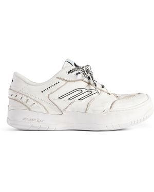 Balenciaga Leather Hamptons Platform Sneakers - White