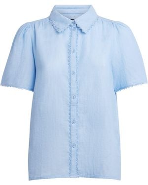 ME+EM Cotton Cheesecloth Blouse - Blue