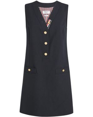 Thom Browne Virgin Wool Cardigan Mini Dress - Black