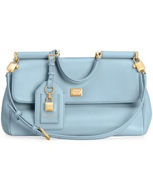 Dolce & Gabbana Plongé Calfskin My Sicily Top-Handle Bag - Blue