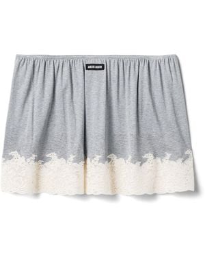 Miu Miu Silk Jersey Mini Skirt - Grey