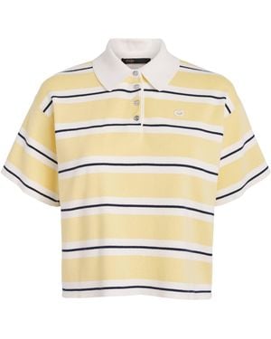 Maje Cotton-Blend Stripe Polo Shirt - Metallic