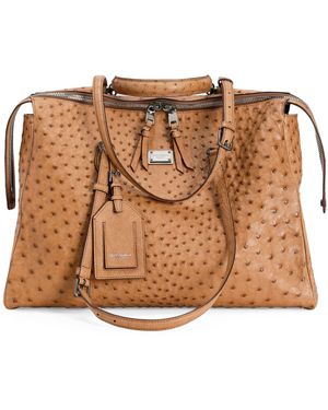 Dolce & Gabbana Ostrich Leather Vittoria Shoulder Bag - Brown