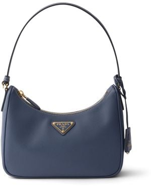 Prada Mini Saffiano Leather Re-Edition 2005 Top-Handle Bag - Blue