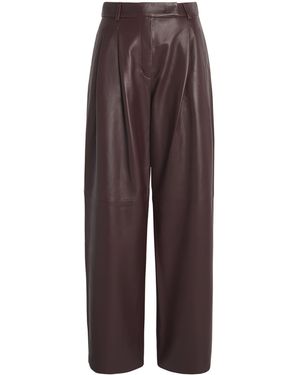 Eleventy Leather Pleated Trousers - Brown