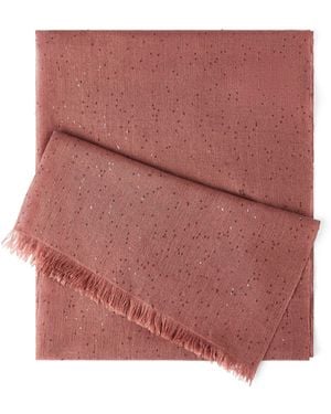 Brunello Cucinelli Cashmere-Silk Sequinned Scarf - Red