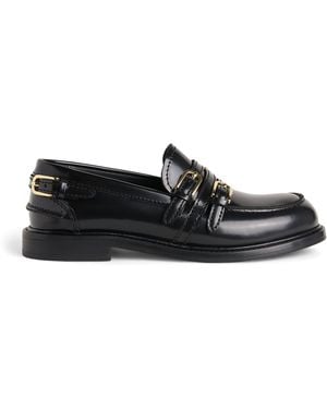 Sandro Leather Buckled Loafers - Black