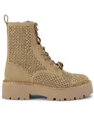 Kurt Geiger Suede Embellished Chelsea Perf Ankle Boots - Natural