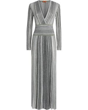 Missoni Lamé V-Neck Maxi Dress - Gray
