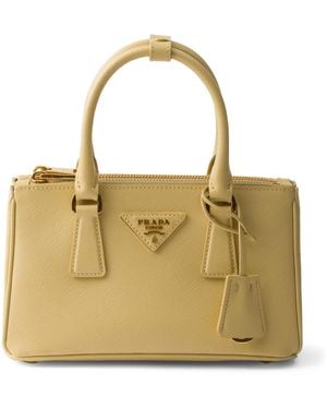 Prada Mini Saffiano Leather Galleria Shoulder Bag - Metallic