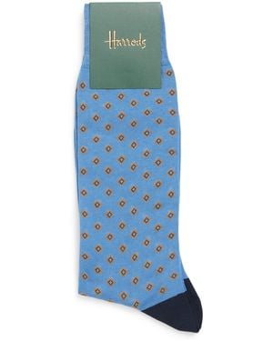 Harrods Cotton-Blend Diamond Socks - Blue