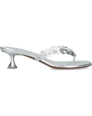 AMINA MUADDI Leather Janis Heeled Sandals 45 - White