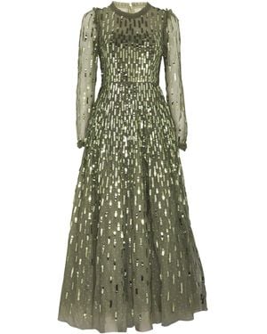 Needle & Thread Sequin-Embellished Dash Gown - Green