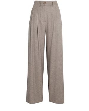 Colombo Kid Cashmere Pleated Wide-Leg Trousers - Grey