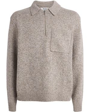 Wax London Wool Alpha Polo Sweater - Gray
