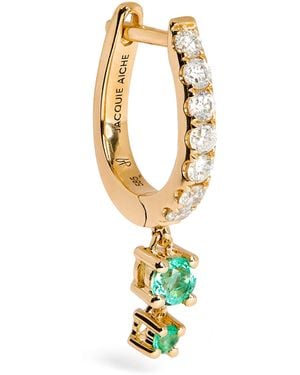 Jacquie Aiche Diamond And Emerald Mini Hoop Single Earring - White