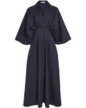 Palmer//Harding Cotton Stripe Resilient Maxi Shirt Dress - Blue