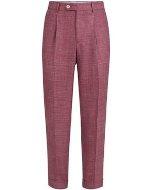 Brunello Cucinelli Wool-Blend Hopsack Tailored Trousers