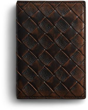 Bottega Veneta Leather Intrecciato Passport Case - Black