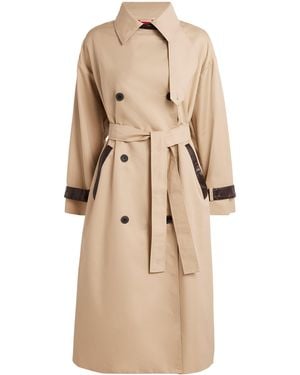 MAX&Co. Sheepskin-Trim Trench Coat - Natural