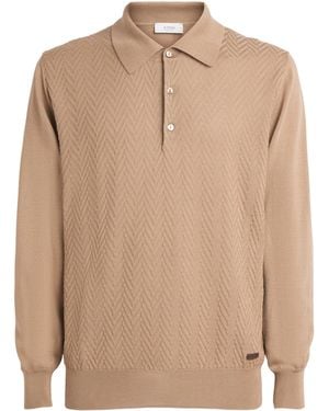 Eton Cotton Chevron-Knit Polo Jumper - Natural