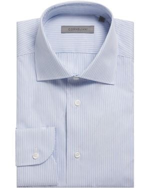 Corneliani Cotton Stripe Formal Shirt - Blue
