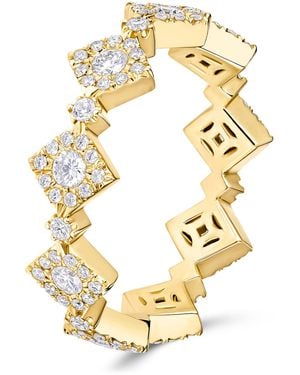 David Morris And Diamond Triolette Square Ring - Metallic