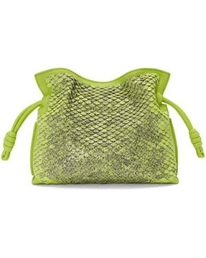Loewe Mini Snakeskin Scales Flamenco Clutch - Green