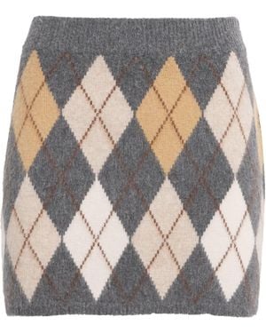 FRAME The Brushed Argyle Skirt - Grey
