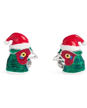 Deakin & Francis Sterling Christmas Pheasant Cufflinks - Red