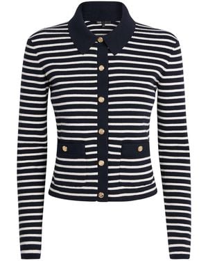 Maje Rib-Knit Stripe Cardigan - Blue