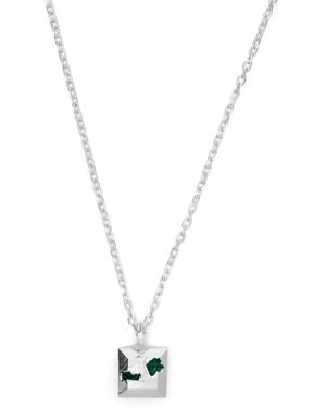The Ouze Sterling And Emerald Necklace - Metallic